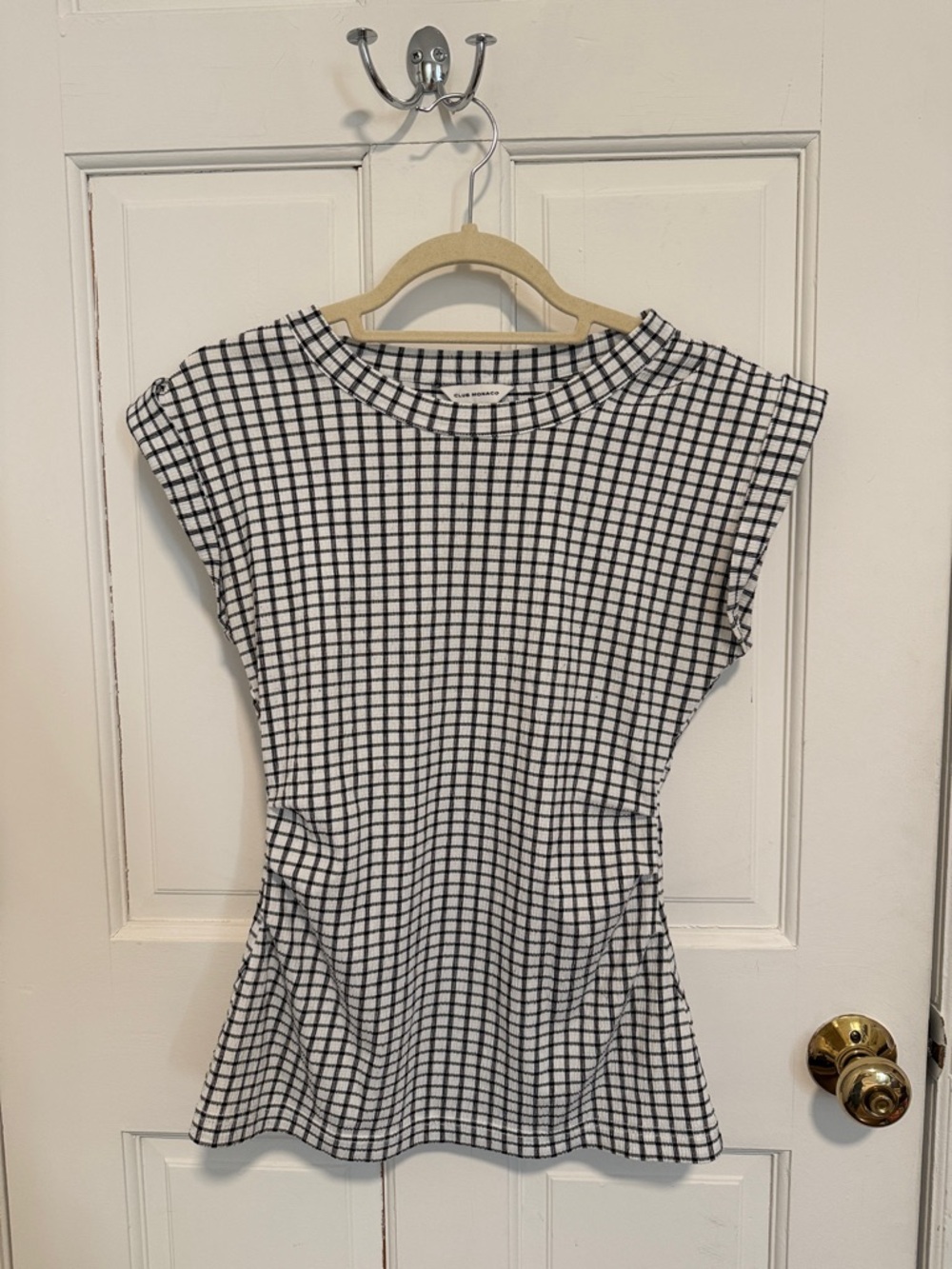 Club Monaco Black and White Checkered Tank Top